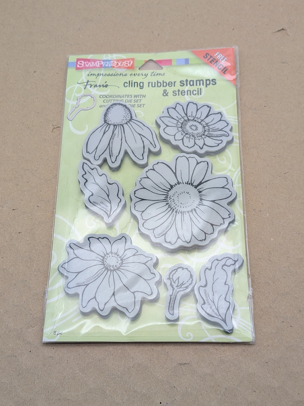 New Stampendous Cling Stamps & Stencil Set-Daisy Mix
